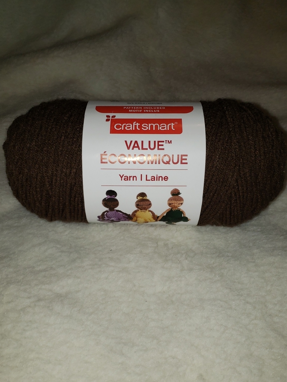 Craft Smart Value Espresso Brown Yarn - Acrylic Skein